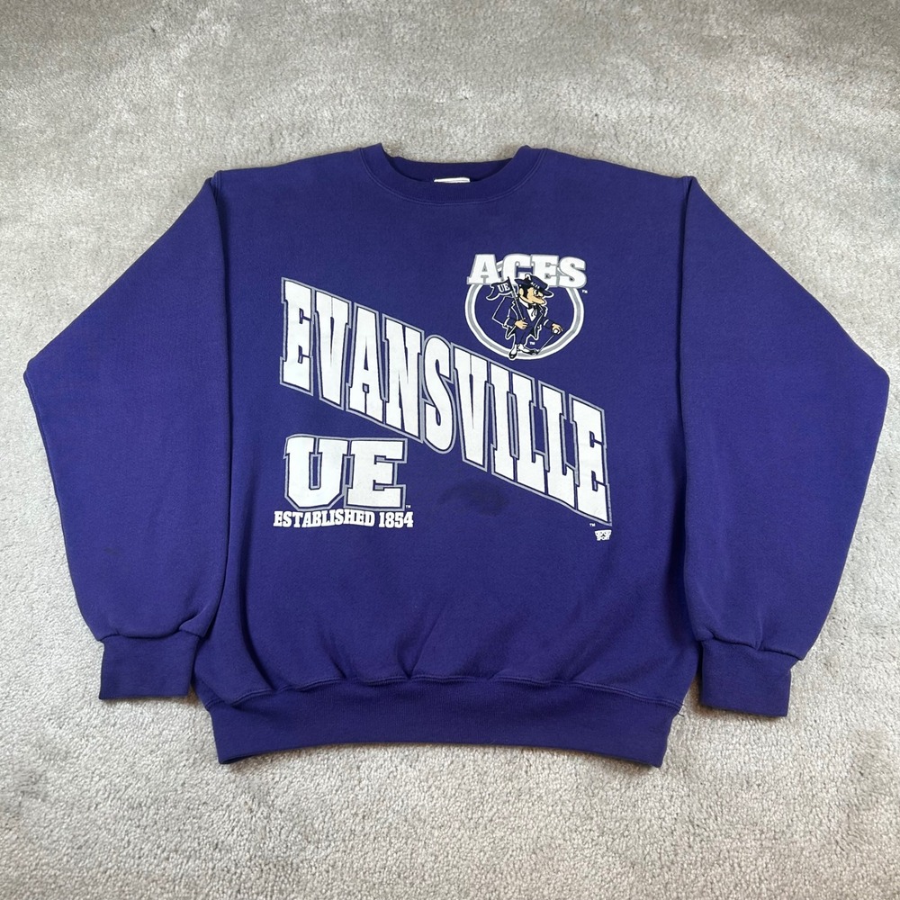 Vintage 90s 20/20 Sport Evansville Aces Sweatshirt Mens Medium Purple USA Made